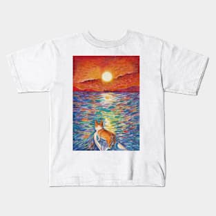 Sunset surfer corgi Kids T-Shirt